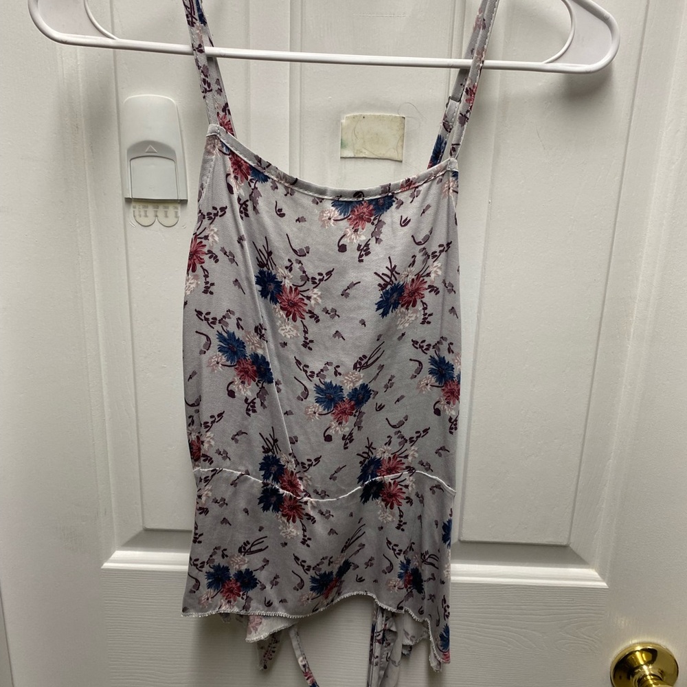 Floral Spaghetti Strap Women's Top - Pink & Blue